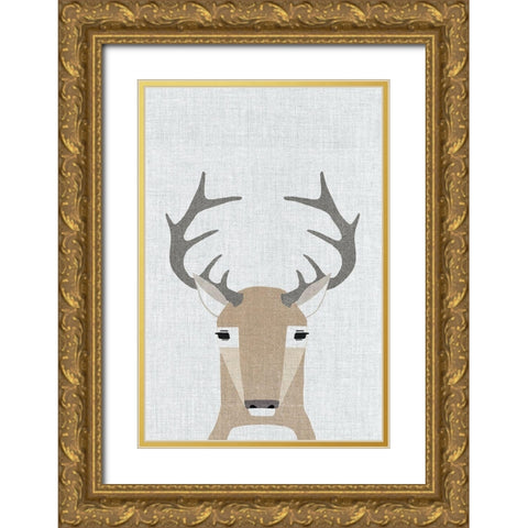Whitetail Deer Gold Ornate Wood Framed Art Print with Double Matting by Annie Bailey Art