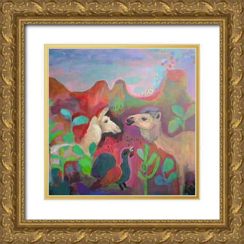 The Camel and the Llama Gold Ornate Wood Framed Art Print with Double Matting by Alvarez, Iria Fernandez