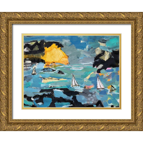 Rough Sea Gold Ornate Wood Framed Art Print with Double Matting by Anders, Per