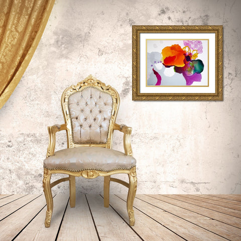 Like a Moth to a Bloom Gold Ornate Wood Framed Art Print with Double Matting by Alattar, Lina