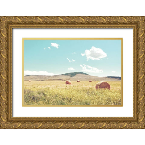A Day in the Fields Gold Ornate Wood Framed Art Print with Double Matting by Annie Bailey Art