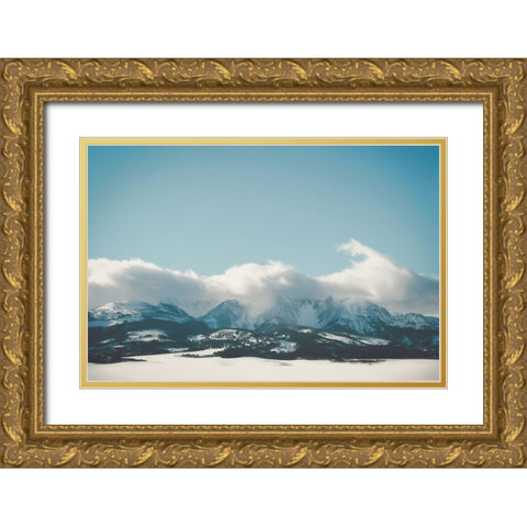 Bridger Mountain Cloud Cover Gold Ornate Wood Framed Art Print with Double Matting by Annie Bailey Art