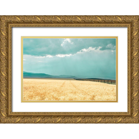 Harvest Shadow Gold Ornate Wood Framed Art Print with Double Matting by Annie Bailey Art