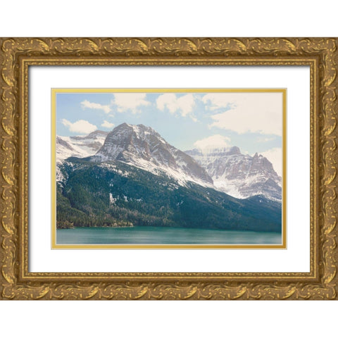 Saint Mary Lake Gold Ornate Wood Framed Art Print with Double Matting by Annie Bailey Art