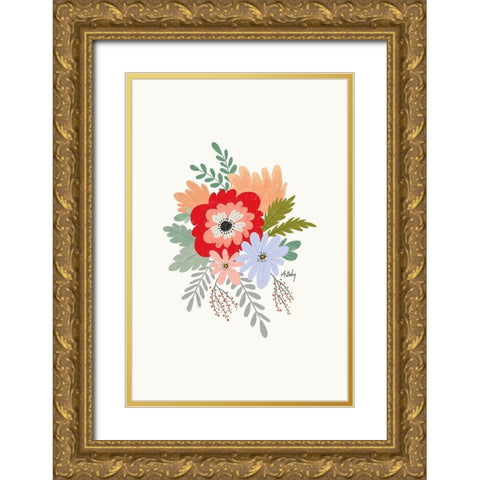 Spring Flowers Gold Ornate Wood Framed Art Print with Double Matting by Annie Bailey Art