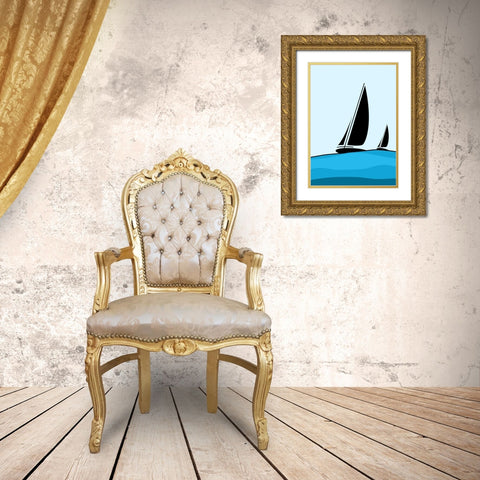 Sailing Gold Ornate Wood Framed Art Print with Double Matting by Ayse
