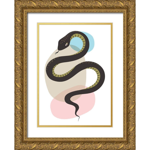 Snake Gold Ornate Wood Framed Art Print with Double Matting by Ayse