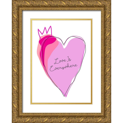 Love is Everywhere Gold Ornate Wood Framed Art Print with Double Matting by Ayse