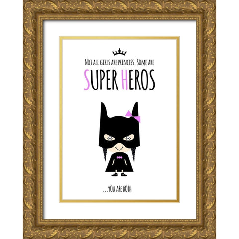 Superhero Two Gold Ornate Wood Framed Art Print with Double Matting by Ayse