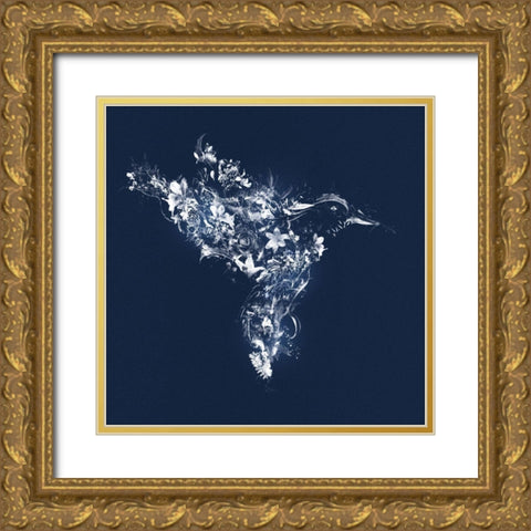 Bird Silhouette Gold Ornate Wood Framed Art Print with Double Matting by Albers, Teis