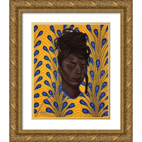 Dreads Gold Ornate Wood Framed Art Print with Double Matting by Adeleke, Adekunle