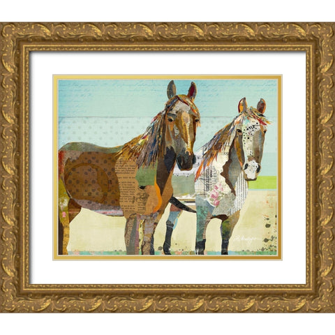 Two Horses Gold Ornate Wood Framed Art Print with Double Matting by Anderson, Traci