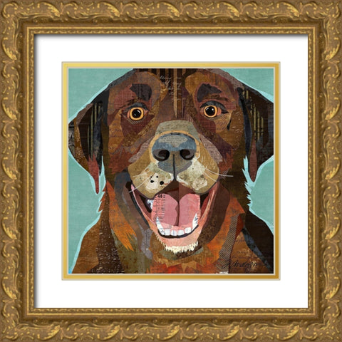 Chocolate Lab Gold Ornate Wood Framed Art Print with Double Matting by Anderson, Traci