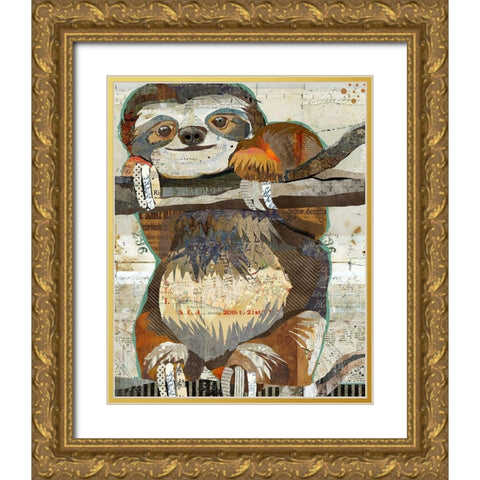 Sloth Gold Ornate Wood Framed Art Print with Double Matting by Anderson, Traci