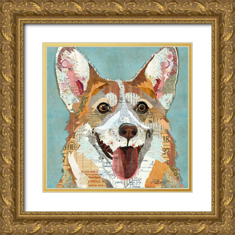 Corgi Gold Ornate Wood Framed Art Print with Double Matting by Anderson, Traci