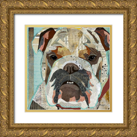 English Bulldog Gold Ornate Wood Framed Art Print with Double Matting by Anderson, Traci
