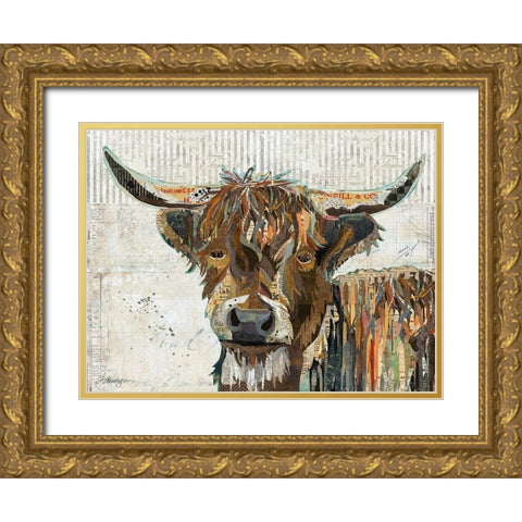 Highland Cow Gold Ornate Wood Framed Art Print with Double Matting by Anderson, Traci