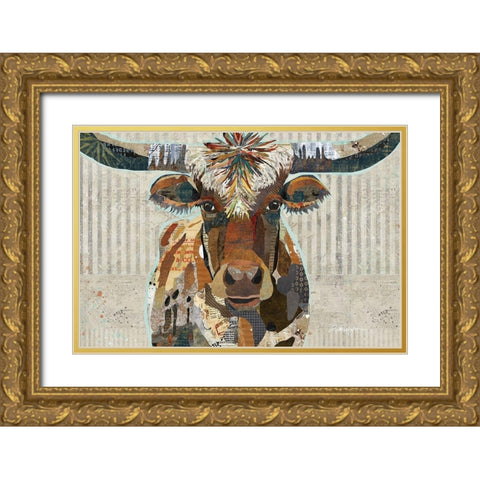 Longhorn Gold Ornate Wood Framed Art Print with Double Matting by Anderson, Traci