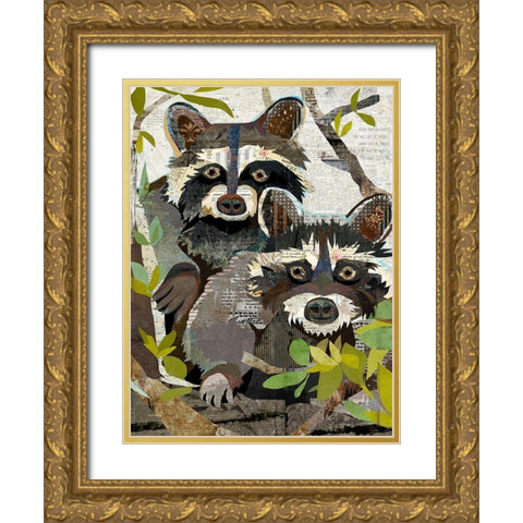 Raccoons Gold Ornate Wood Framed Art Print with Double Matting by Anderson, Traci