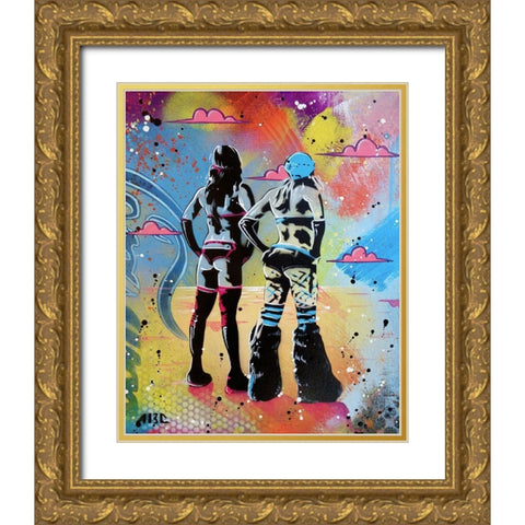 Burner Girls 2 Gold Ornate Wood Framed Art Print with Double Matting by AbcArtAttack