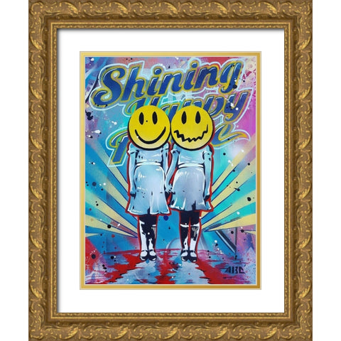 Shining Happy People Gold Ornate Wood Framed Art Print with Double Matting by AbcArtAttack