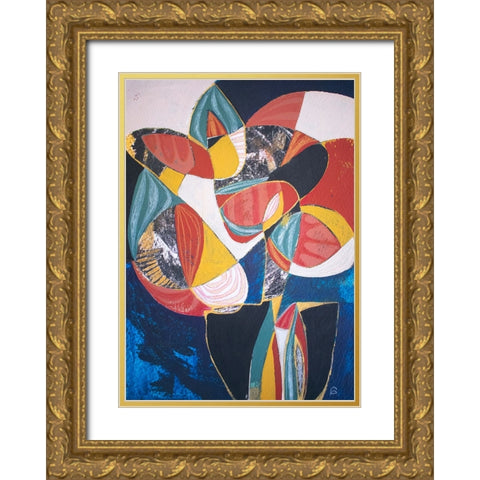 Floral Gold Ornate Wood Framed Art Print with Double Matting by Avila, Gabriela