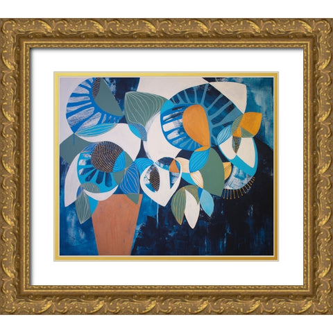 Midnight Bloom Gold Ornate Wood Framed Art Print with Double Matting by Avila, Gabriela