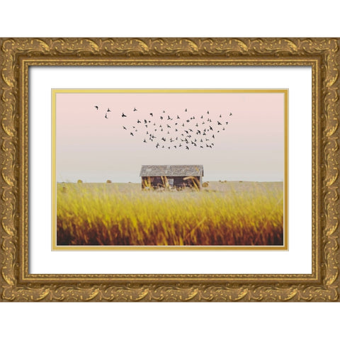 Harvest Barn Gold Ornate Wood Framed Art Print with Double Matting by Annie Bailey Art