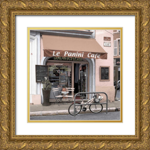 Le Panini Cafe Gold Ornate Wood Framed Art Print with Double Matting by Blaustein, Alan