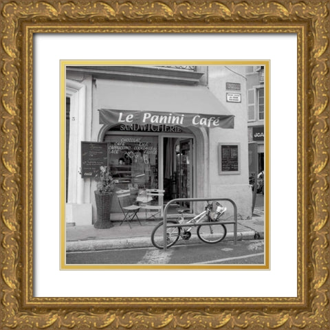 le Panini Cafe Gold Ornate Wood Framed Art Print with Double Matting by Blaustein, Alan