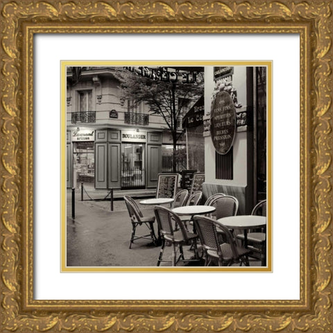 Cafe, Montmartre Gold Ornate Wood Framed Art Print with Double Matting by Blaustein, Alan