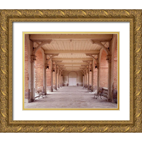 Bancs de Jardin - 1 Gold Ornate Wood Framed Art Print with Double Matting by Blaustein, Alan
