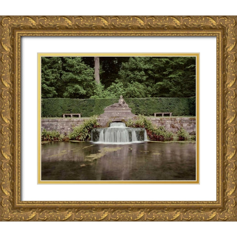Banc de Jardin - 9 Gold Ornate Wood Framed Art Print with Double Matting by Blaustein, Alan