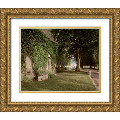 Banc de Jardin - 12 Gold Ornate Wood Framed Art Print with Double Matting by Blaustein, Alan
