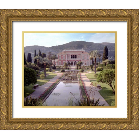Banc de Jardin - 14 Gold Ornate Wood Framed Art Print with Double Matting by Blaustein, Alan