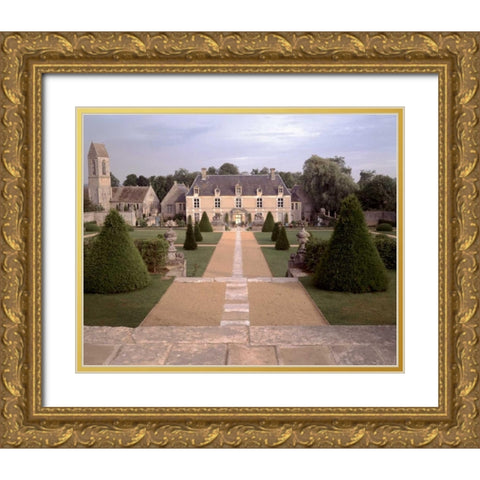 Banc de Jardin - 15 Gold Ornate Wood Framed Art Print with Double Matting by Blaustein, Alan