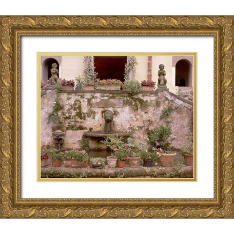 Banc de Jardin - 19 Gold Ornate Wood Framed Art Print with Double Matting by Blaustein, Alan