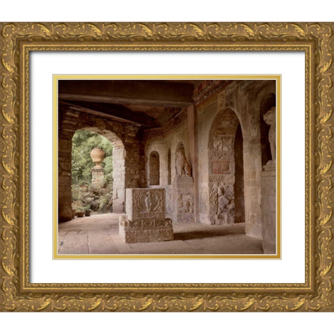 Banc de Jardin - 20 Gold Ornate Wood Framed Art Print with Double Matting by Blaustein, Alan