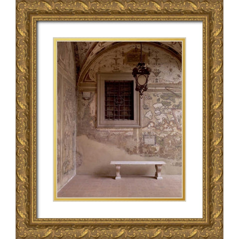 Banc de Jardin - 22 Gold Ornate Wood Framed Art Print with Double Matting by Blaustein, Alan