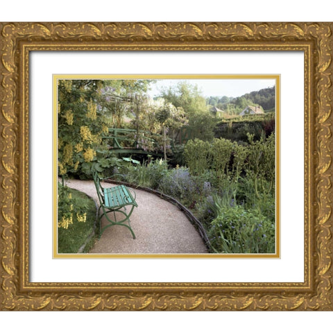 Banc de Jardin - 25 Gold Ornate Wood Framed Art Print with Double Matting by Blaustein, Alan