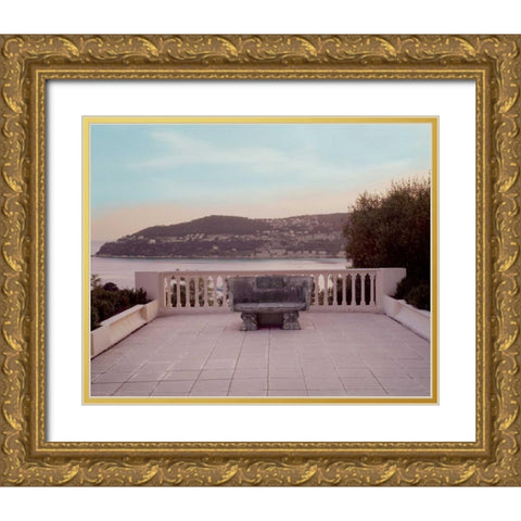 Banc de Jardin - 29 Gold Ornate Wood Framed Art Print with Double Matting by Blaustein, Alan