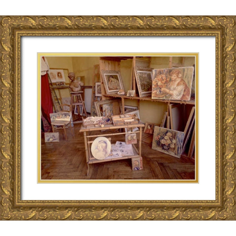 Banc de Jardin - 30 Gold Ornate Wood Framed Art Print with Double Matting by Blaustein, Alan