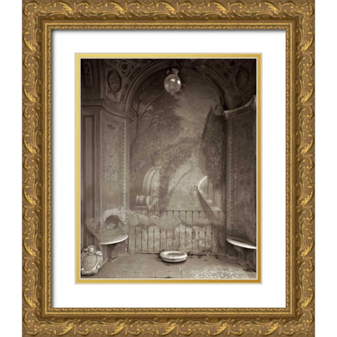 Banc de Jardin - 34 Gold Ornate Wood Framed Art Print with Double Matting by Blaustein, Alan