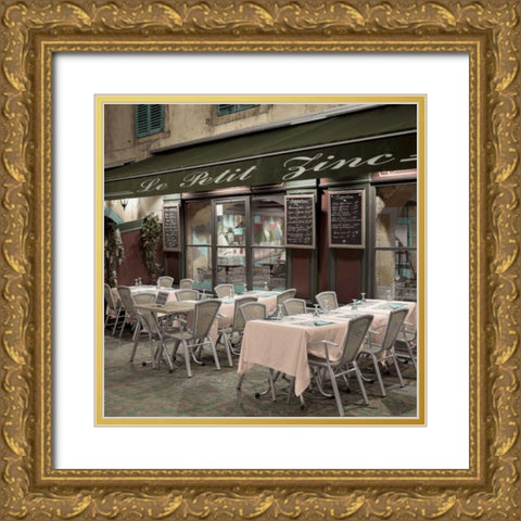 Le Petit Zinc Cafe Gold Ornate Wood Framed Art Print with Double Matting by Blaustein, Alan