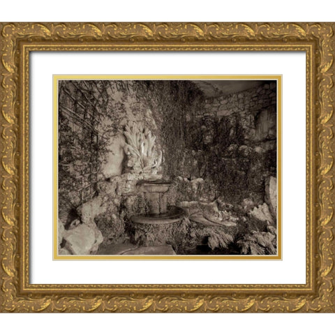 Banc de Jardin - 52 Gold Ornate Wood Framed Art Print with Double Matting by Blaustein, Alan