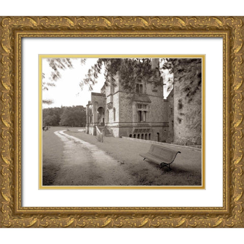 Banc de Jardin - 60 Gold Ornate Wood Framed Art Print with Double Matting by Blaustein, Alan