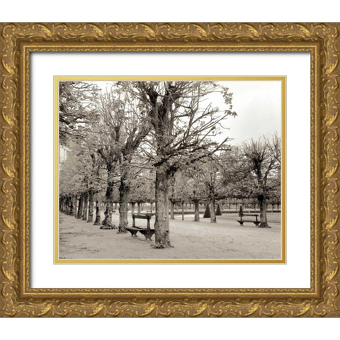 Banc de Jardin - 63 Gold Ornate Wood Framed Art Print with Double Matting by Blaustein, Alan