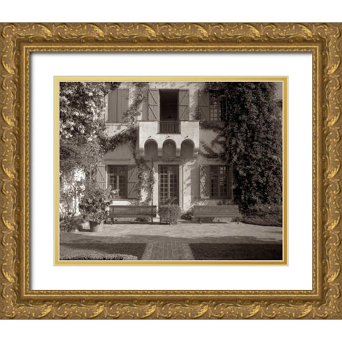 Banc de Jardin - 79 Gold Ornate Wood Framed Art Print with Double Matting by Blaustein, Alan