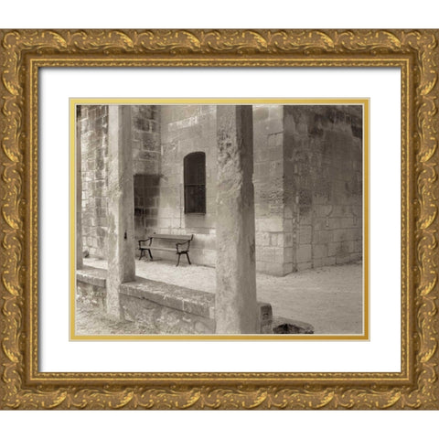 Banc de Jardin - 80 Gold Ornate Wood Framed Art Print with Double Matting by Blaustein, Alan