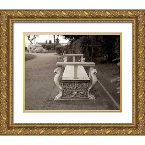 Banc de Jardin - 85 Gold Ornate Wood Framed Art Print with Double Matting by Blaustein, Alan